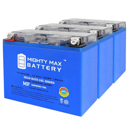 YT12B-4GEL 12V 10Ah GEL Replacement Battery Compatible With Adventure Power UT12B-4 - 3PK